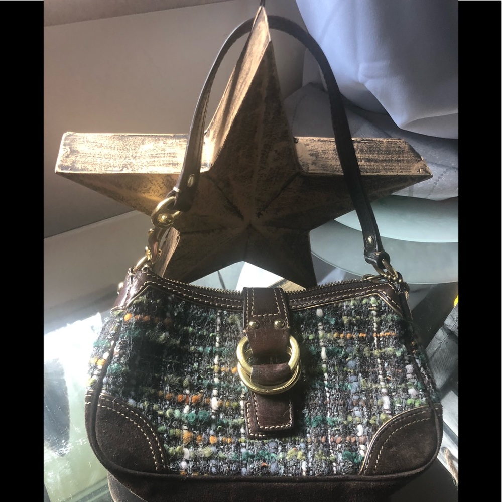 COACH Chelsea Demi Bag - Green Tweed & Suede